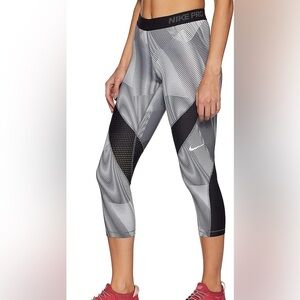 Nike Pro Women’s Black and Gray Hypercool Frequency Leggings with Mesh
